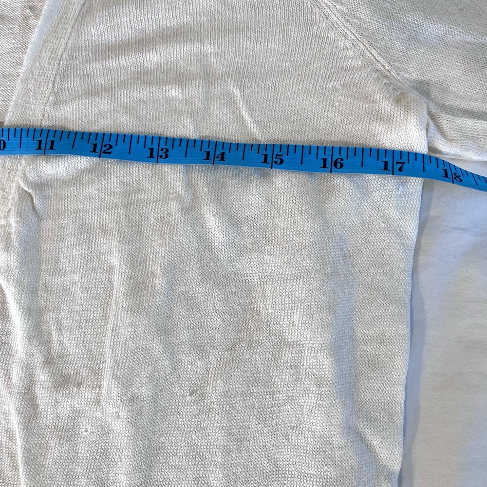 J. McLaughlin Size XS Ivory 3/4 Sleeve Gold Button Open Cardigan Sweater - Picture 7 of 9